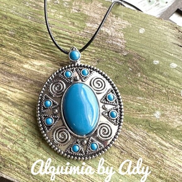 Alquimia by Ady Silver and Blue Pendant Necklace - Picture 1 of 2